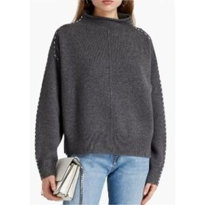 Helmut Lang Gray Melange Wool & Cashmere Relaxed Loose Fit Turtleneck Sweater